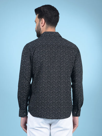 Black Printed Shirt-Men Shirts-Crimsoune Club
