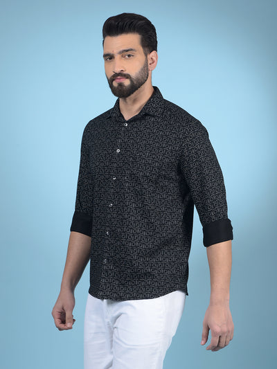 Black Printed Shirt-Men Shirts-Crimsoune Club