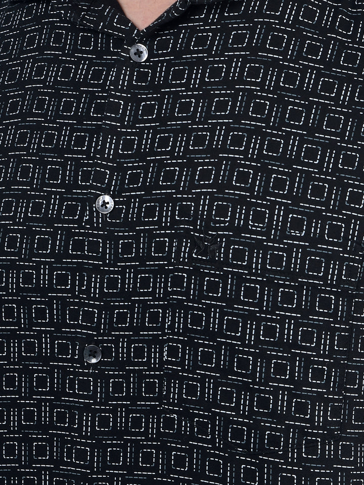Black Printed Shirt-Men Shirts-Crimsoune Club