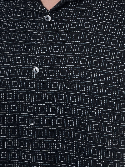 Black Printed Shirt-Men Shirts-Crimsoune Club