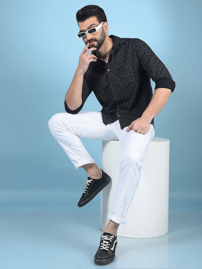Black Printed Shirt-Men Shirts-Crimsoune Club
