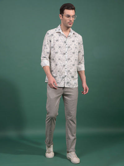 Grey Floral Print Shirt-Men Shirts-Crimsoune Club
