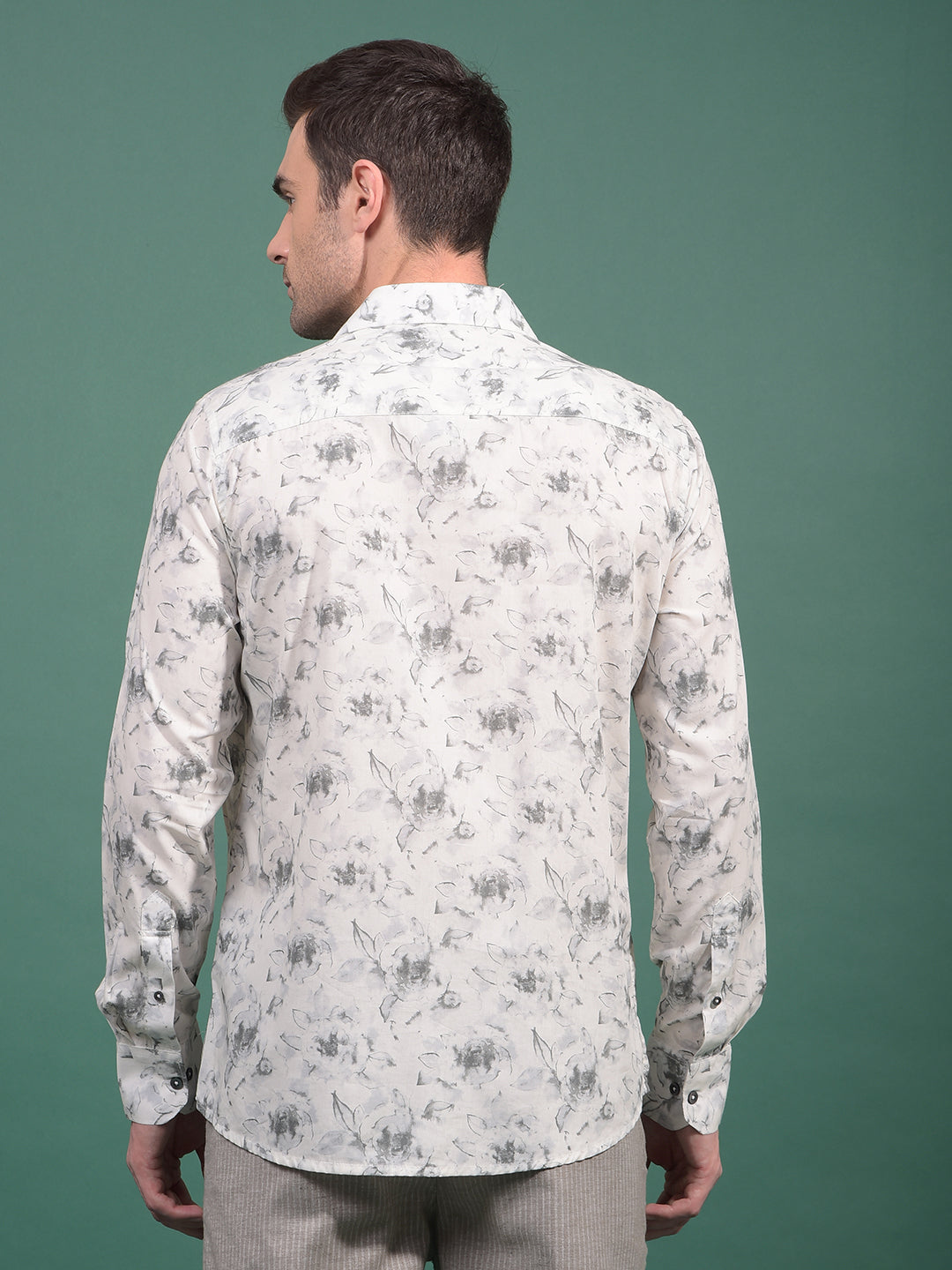 Grey Floral Print Shirt-Men Shirts-Crimsoune Club