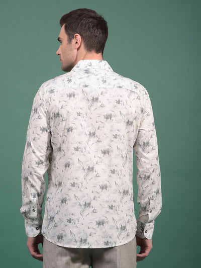 Grey Floral Print Shirt-Men Shirts-Crimsoune Club