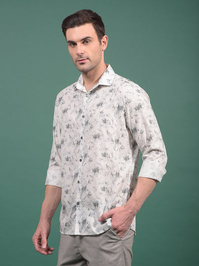Grey Floral Print Shirt-Men Shirts-Crimsoune Club