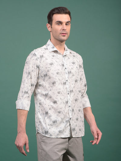 Grey Floral Print Shirt-Men Shirts-Crimsoune Club