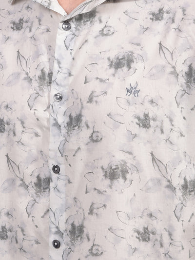 Grey Floral Print Shirt-Men Shirts-Crimsoune Club