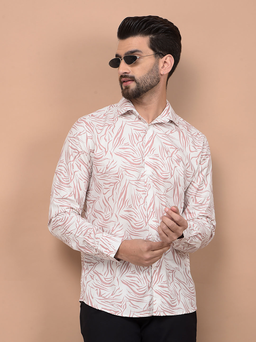 Pink Abstract Print Shirt-Men Shirts-Crimsoune Club