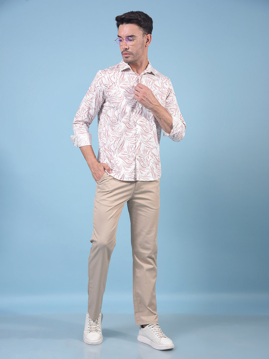 Pink Printed Shirt-Men Shirts-Crimsoune Club