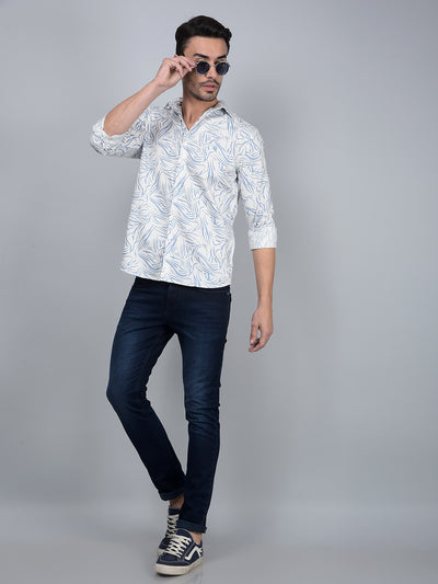 Blue Printed Shirt-Men Shirts-Crimsoune Club