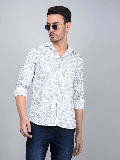 Blue Printed Shirt-Men Shirts-Crimsoune Club