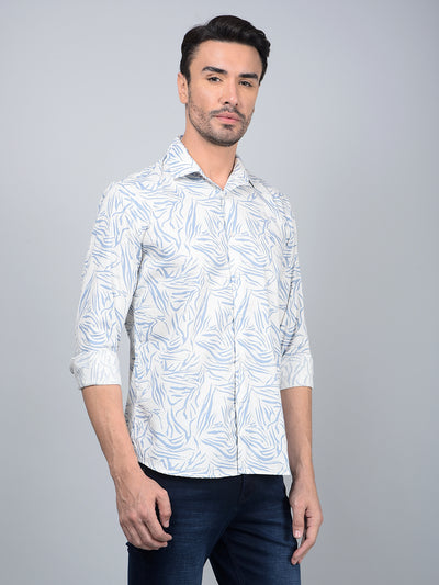Blue Printed Shirt-Men Shirts-Crimsoune Club
