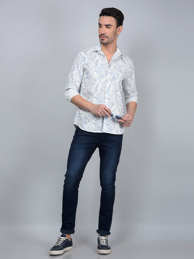 Blue Printed Shirt-Men Shirts-Crimsoune Club