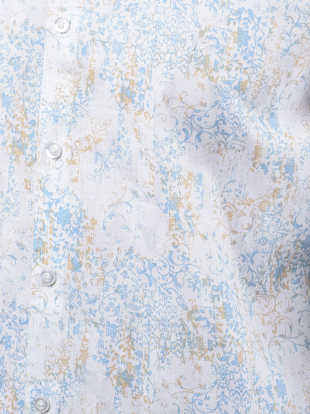 Blue Floral Print 100% Cotton Shirt-Men Shirts-Crimsoune Club