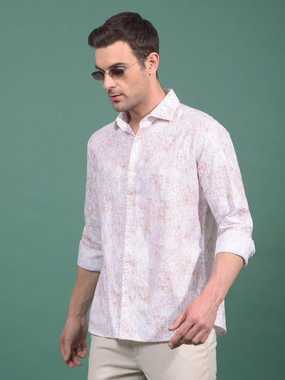 Purple Floral Print 100% Cotton Shirt-Men Shirts-Crimsoune Club