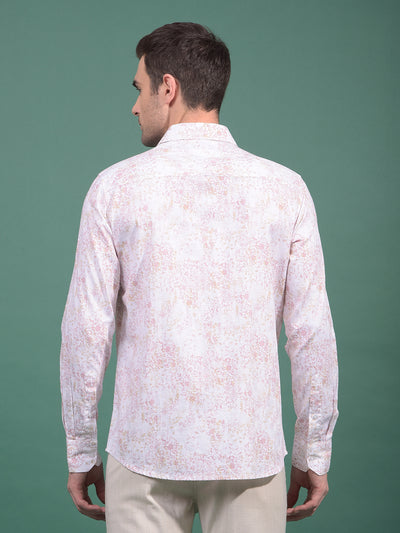Purple Floral Print 100% Cotton Shirt-Men Shirts-Crimsoune Club