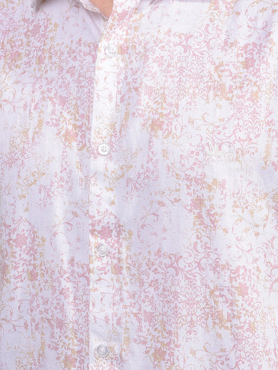 Purple Floral Print 100% Cotton Shirt-Men Shirts-Crimsoune Club