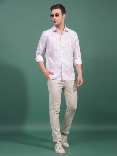 Purple Floral Print 100% Cotton Shirt-Men Shirts-Crimsoune Club