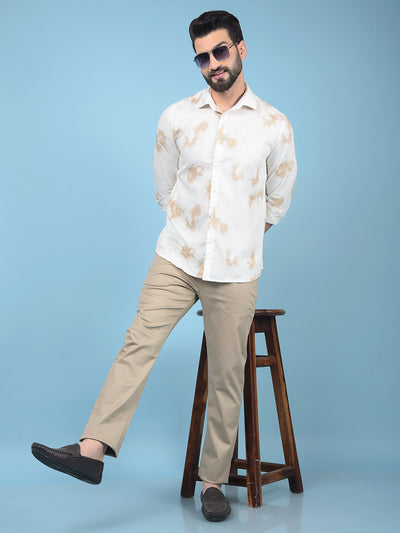 Beige Printed Shirt-Men Shirts-Crimsoune Club