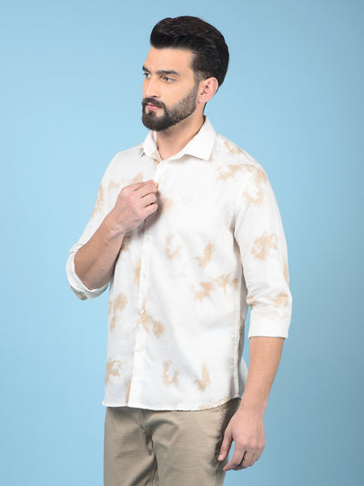 Beige Printed Shirt-Men Shirts-Crimsoune Club