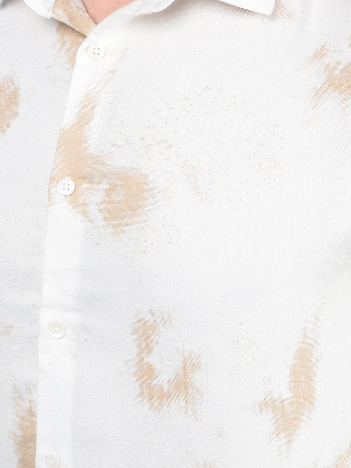 Beige Printed Shirt-Men Shirts-Crimsoune Club