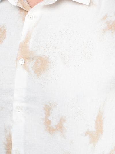 Beige Printed Shirt-Men Shirts-Crimsoune Club