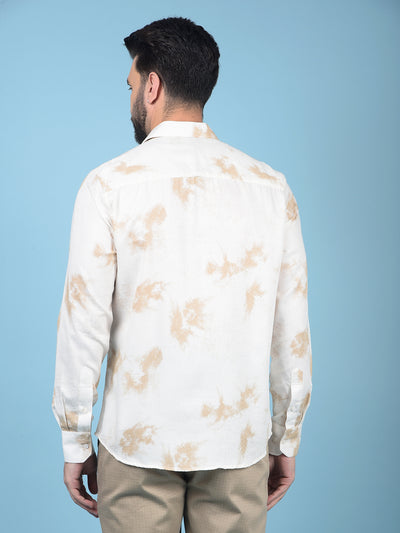 Beige Printed Shirt-Men Shirts-Crimsoune Club