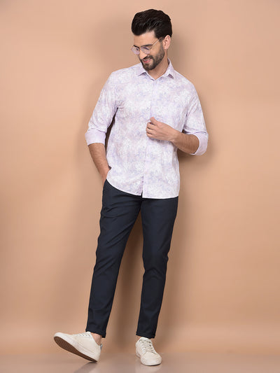 Purple Floral Print Shirt-Men Shirts-Crimsoune Club