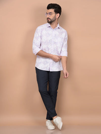 Purple Floral Print Shirt-Men Shirts-Crimsoune Club