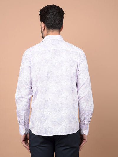 Purple Floral Print Shirt-Men Shirts-Crimsoune Club