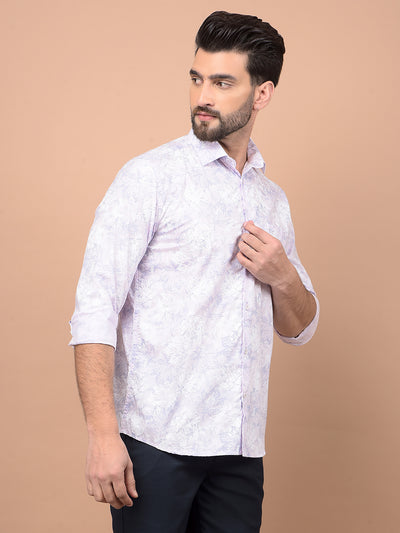 Purple Floral Print Shirt-Men Shirts-Crimsoune Club