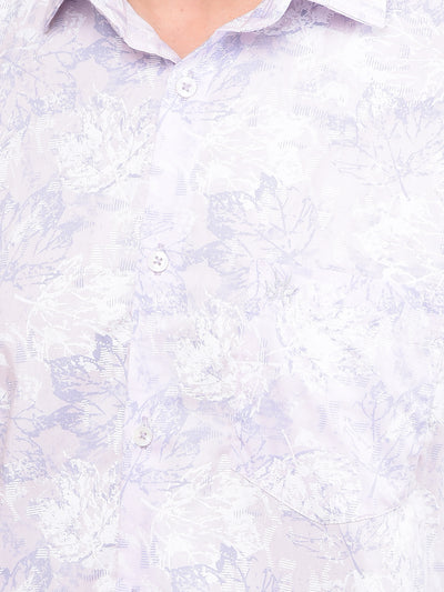Purple Floral Print Shirt-Men Shirts-Crimsoune Club