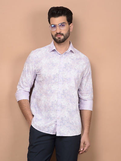 Purple Floral Print Shirt-Men Shirts-Crimsoune Club