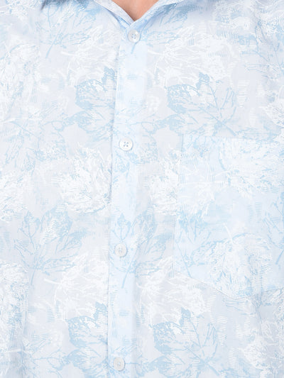Blue Floral Print Shirt-Men Shirts-Crimsoune Club