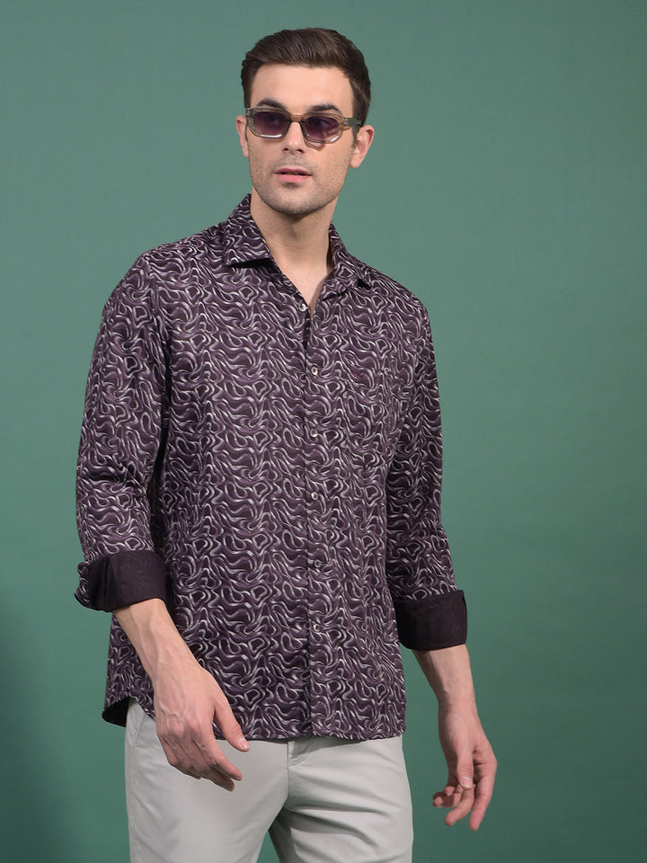 Wine Abstract Print Shirt-Men Shirts-Crimsoune Club