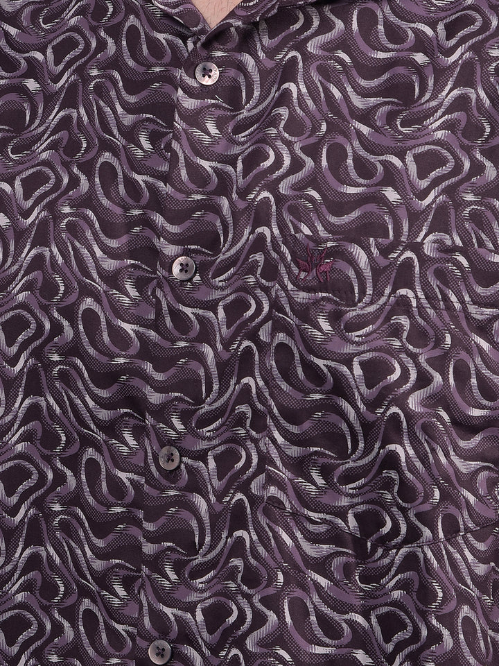 Wine Abstract Print Shirt-Men Shirts-Crimsoune Club