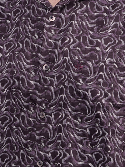 Wine Abstract Print Shirt-Men Shirts-Crimsoune Club