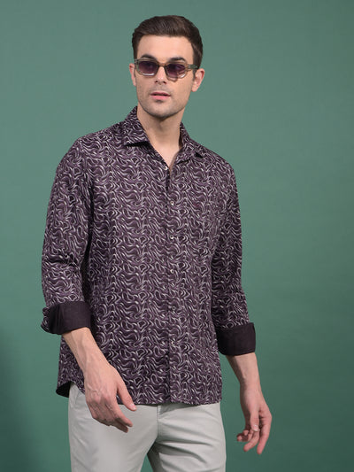 Wine Abstract Print Shirt-Men Shirts-Crimsoune Club