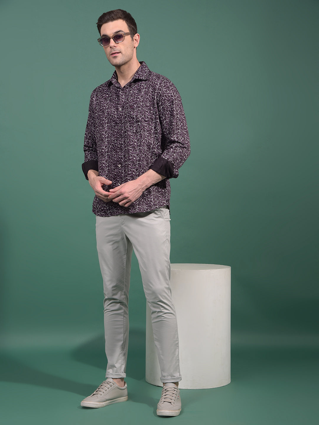 Wine Abstract Print Shirt-Men Shirts-Crimsoune Club