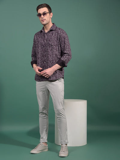 Wine Abstract Print Shirt-Men Shirts-Crimsoune Club