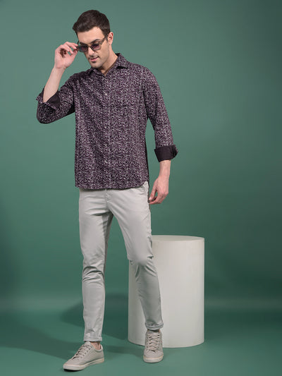 Wine Abstract Print Shirt-Men Shirts-Crimsoune Club