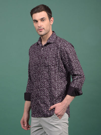 Wine Abstract Print Shirt-Men Shirts-Crimsoune Club