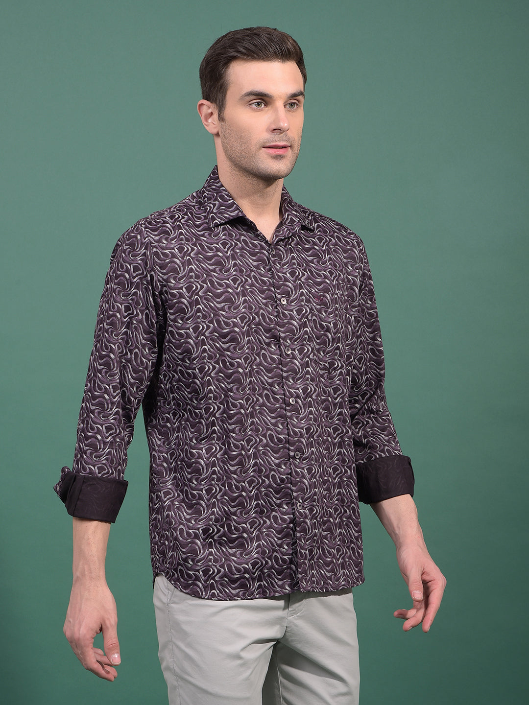 Wine Abstract Print Shirt-Men Shirts-Crimsoune Club