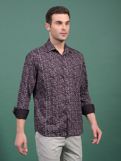 Wine Abstract Print Shirt-Men Shirts-Crimsoune Club