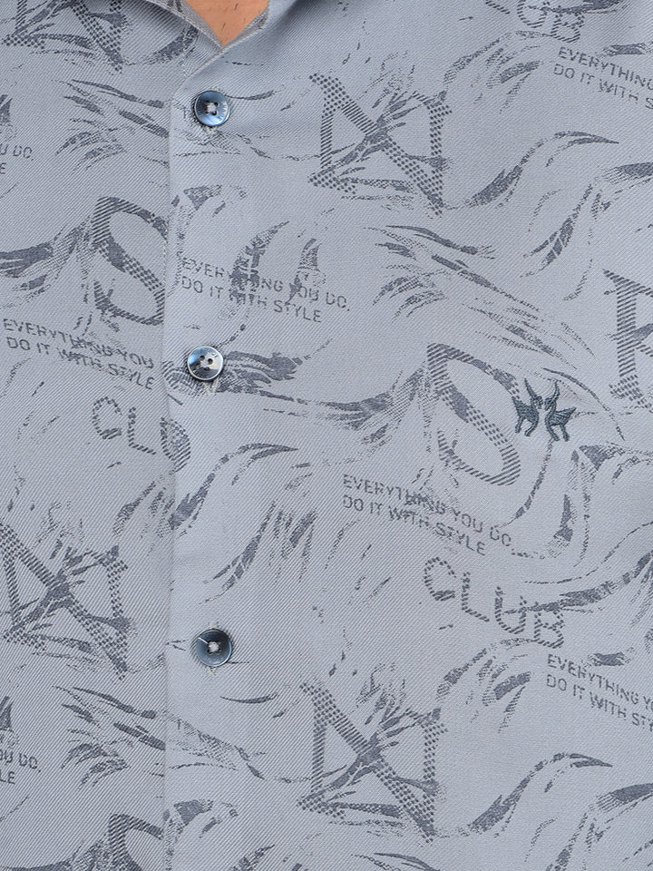Blue Typographic Print Shirt-Men Shirts-Crimsoune Club