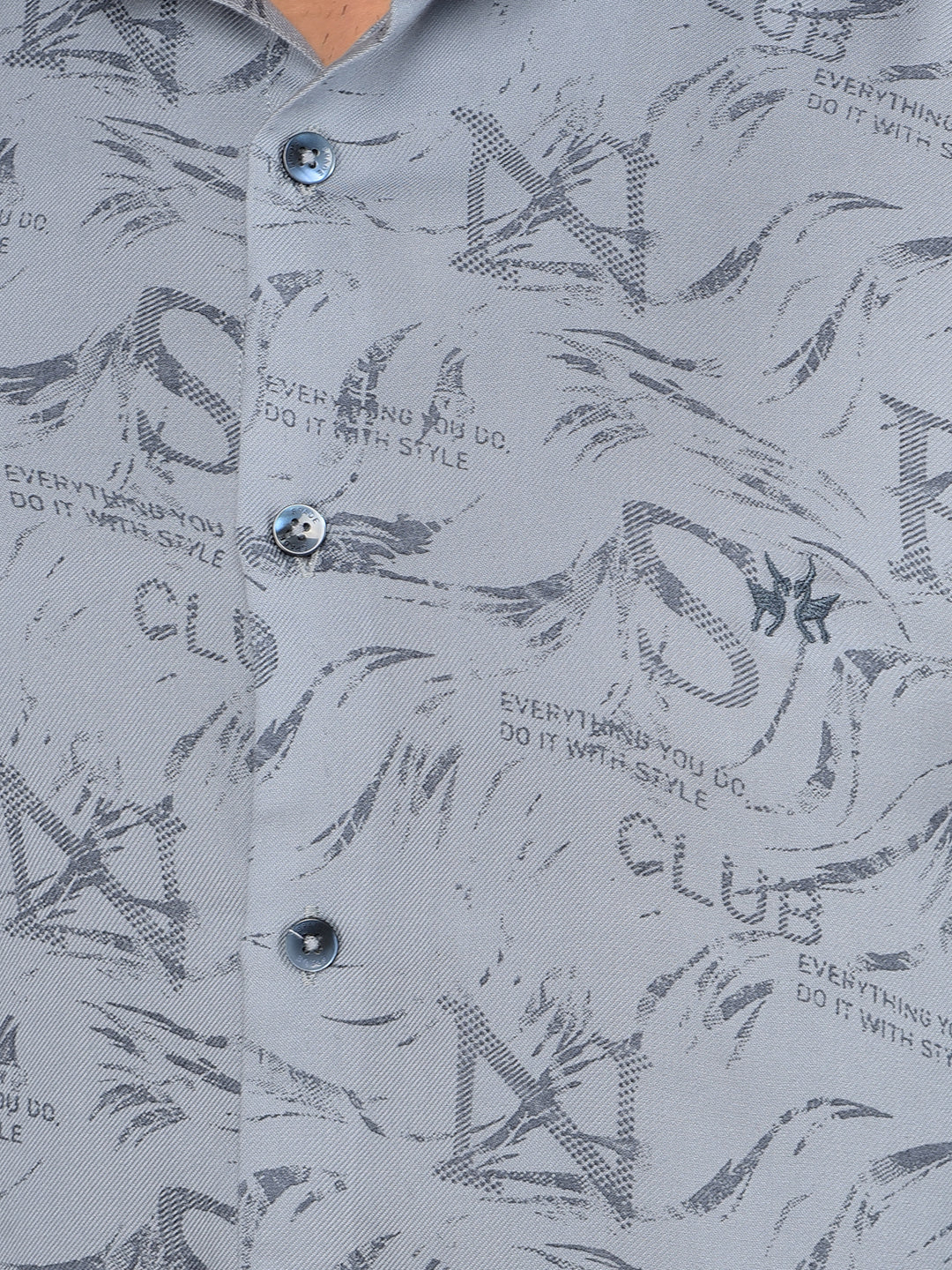 Blue Typographic Print Shirt-Men Shirts-Crimsoune Club