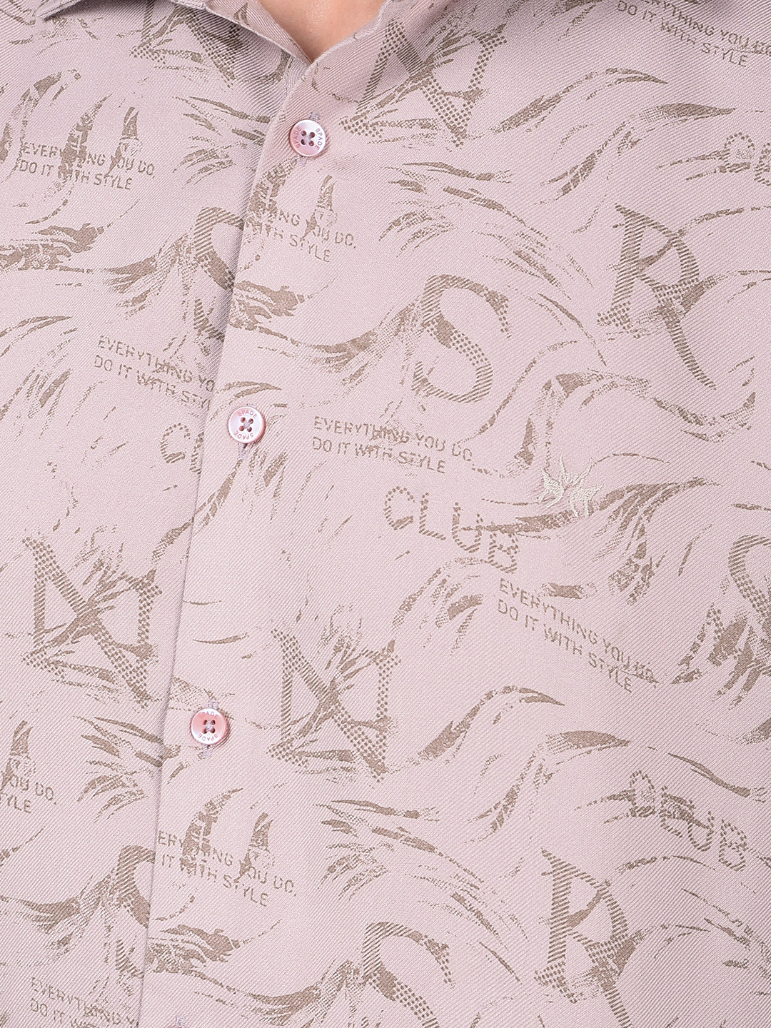 Pink Typographic Print Shirt-Men Shirts-Crimsoune Club