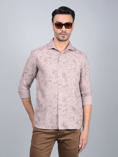 Pink Typographic Print Shirt-Men Shirts-Crimsoune Club