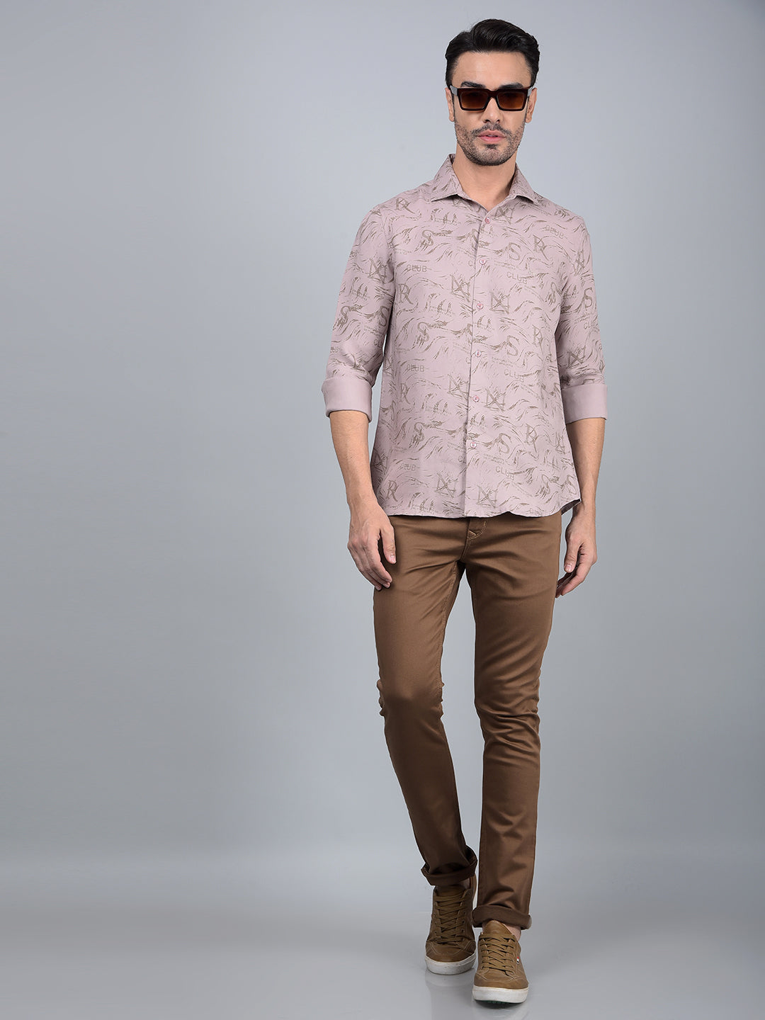 Pink Typographic Print Shirt-Men Shirts-Crimsoune Club