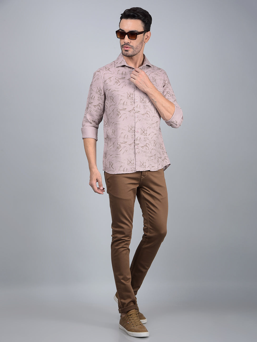 Pink Typographic Print Shirt-Men Shirts-Crimsoune Club